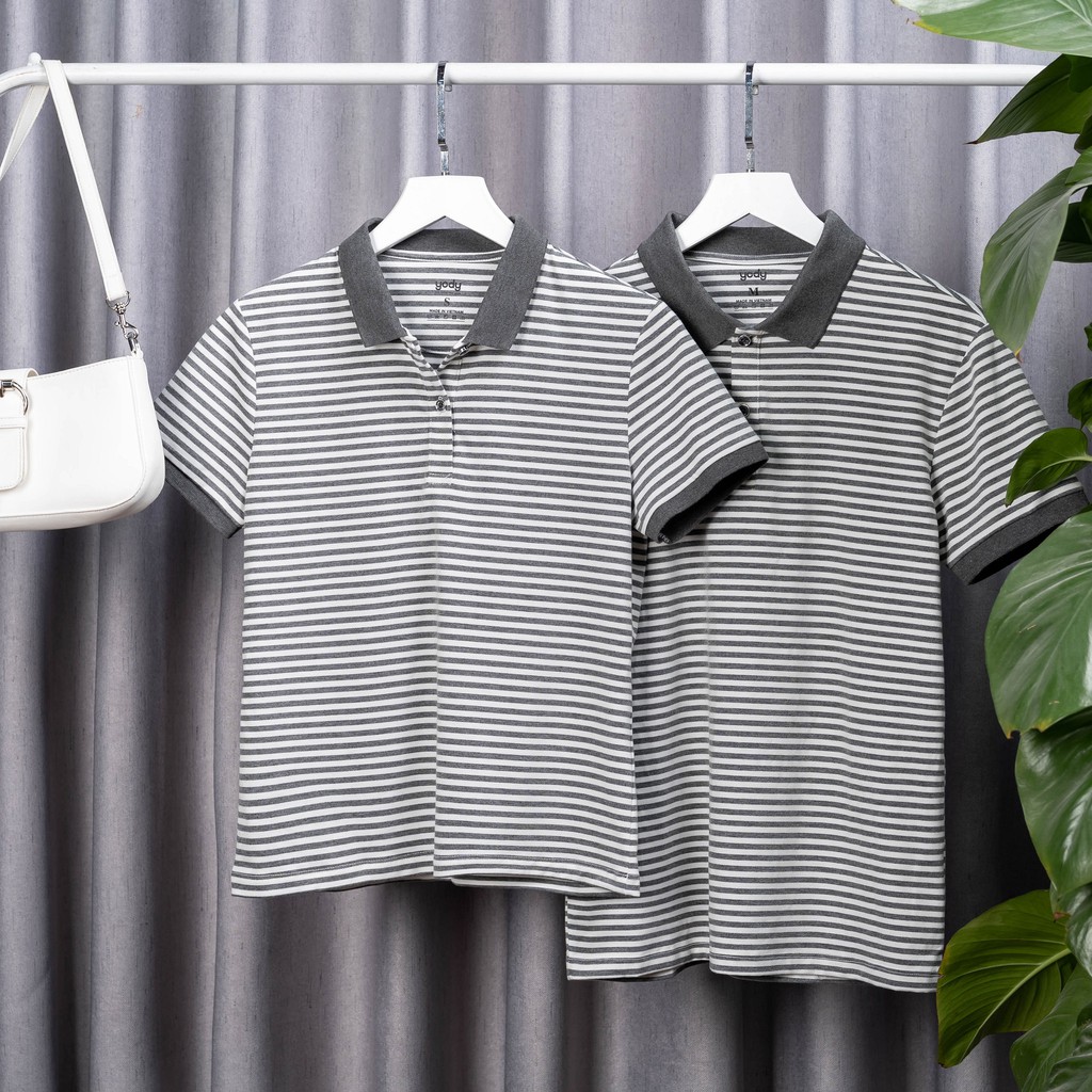 Áo Polo Nam YODY chất liệu melange kẻ ngang mềm mịn thấm hút APM4069