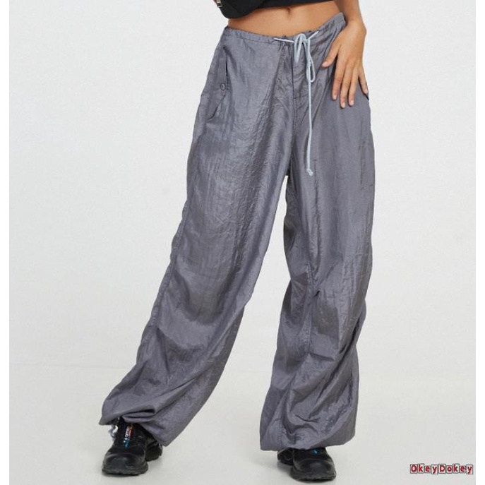 Quần ống rộng Màu Trơn Phối Dây Rút Phong Cách Cổ Điển Thời Trang Cho Nữ Khiêu