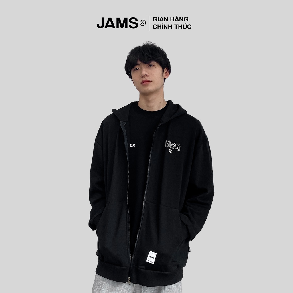 Áo Hoodie JAMS Kéo Khóa In Logo Nổi Oversize Signature Zip Hoodie