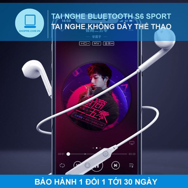 Tai nghe Bluetooth Sport S6 kết nối không dây giá rẻ có mic đàm thoại