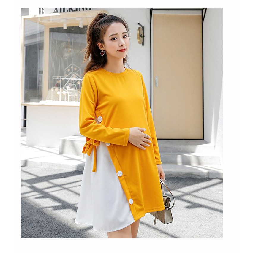 Váy bầu công sở hàng thiết kế khuyu sườn VTK62