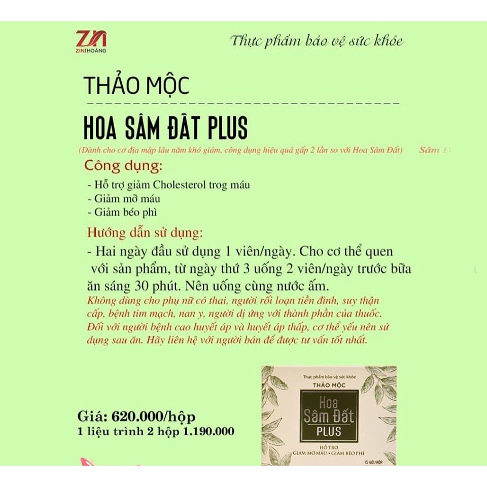 Trà Giảm Cân Hoa Sâm Đất Zn