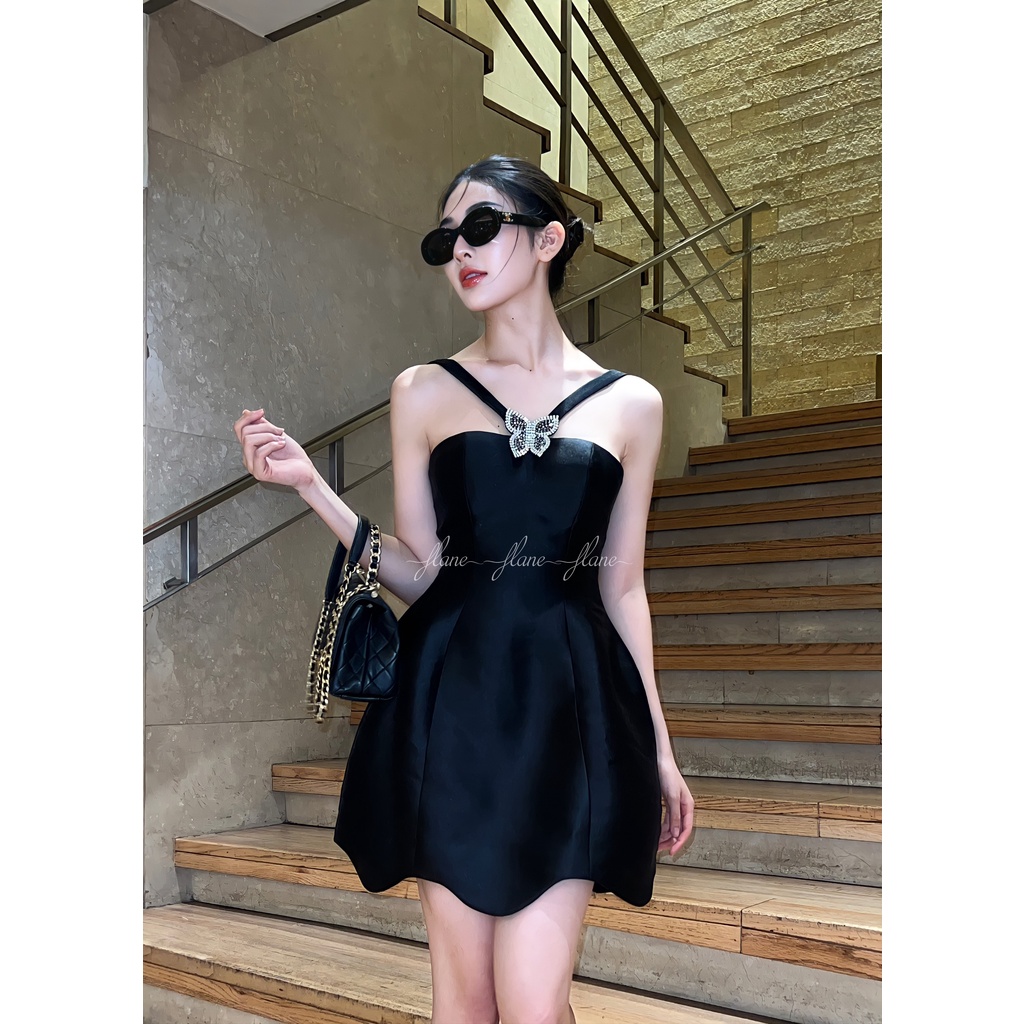 ĐẦM ĐEN TAPTA CÀI MẶT ĐÁ - THIẾT KẾ FLANE