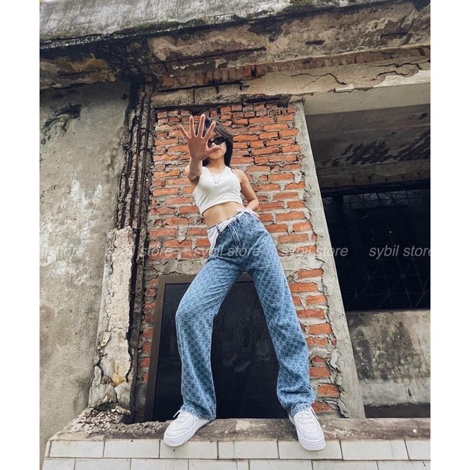 Quần Ống Suông hoạ tiết