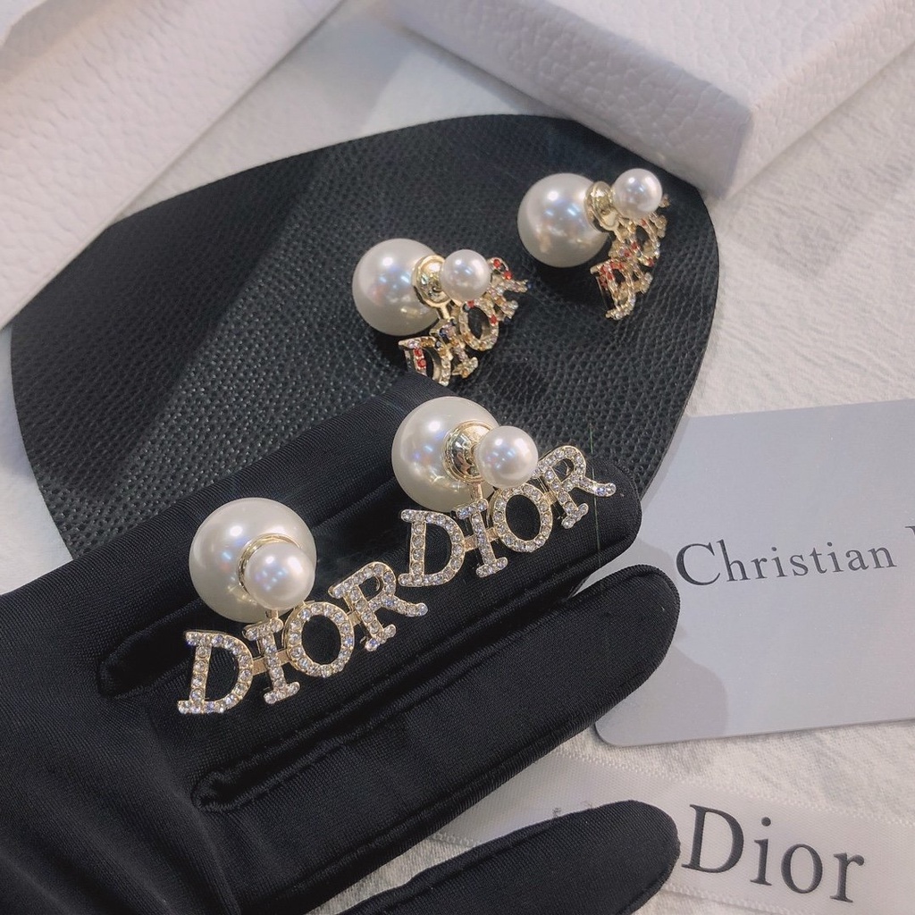 Khuyên Tai Tròn Khắc Chữ Dior Bằng Thép Titanium Thời Trang Cho Nữ