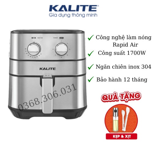 Nồi chiên không dầu Kalite Q5, công suất 1700W, dung tích 5,5L, lò nướng hàng chính hãng BH 12 tháng