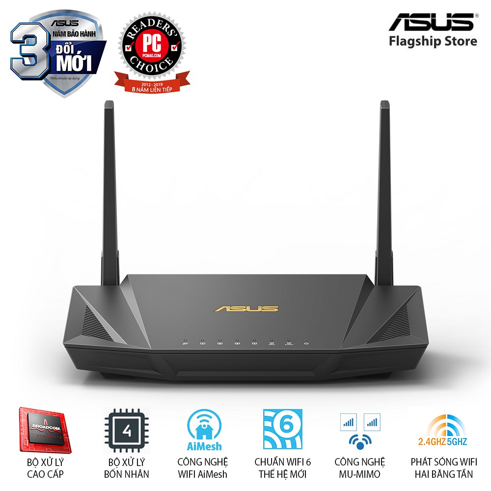 Bộ phát wifi router ASUS RT-AX56U Băng Tần Kép 2.4GHz/5GHz -Chính Hãng