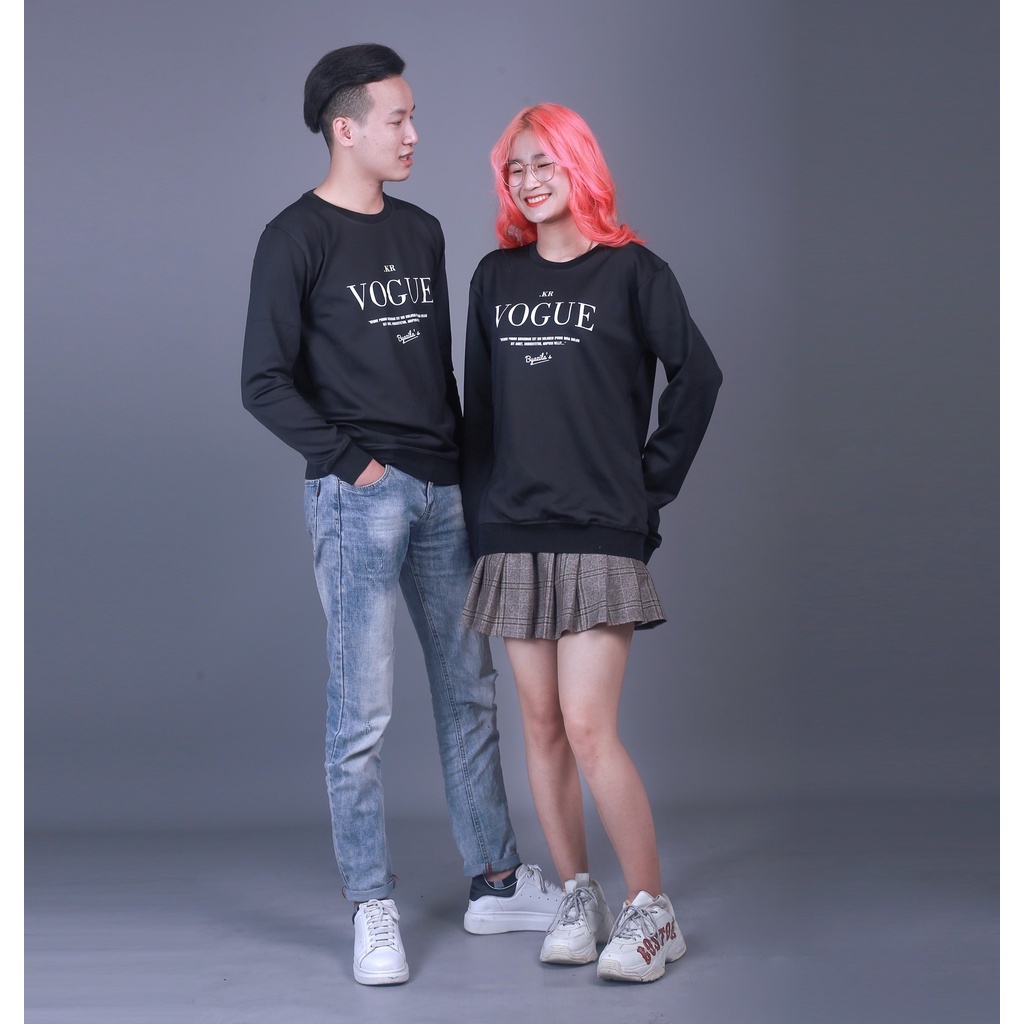 Áo Thu Đông Nam Nữ In Chữ VOGUE - Áo Nỉ Nam Azila Chất Poly Hàn