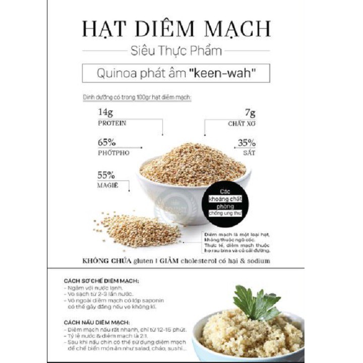 500G Hạt diêm mạch hữu cơ (Quinoa) nhập khẩu MỸ lon pet- SAIGONFOOD