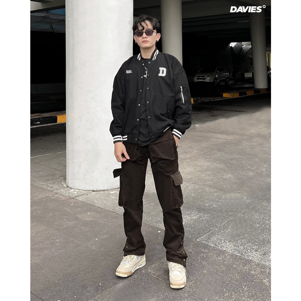 Áo khoác bomber nam nữ màu đen kaki Daviesism local brand Davies| D18-AK4