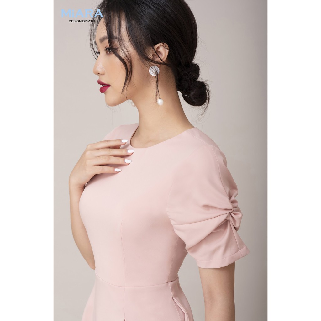 Đầm nữ cổ tròn MIARA thiết kế tay độc đáo, màu hồng nhạt trẻ trung, tùng xòe vừa, đủ size DT75