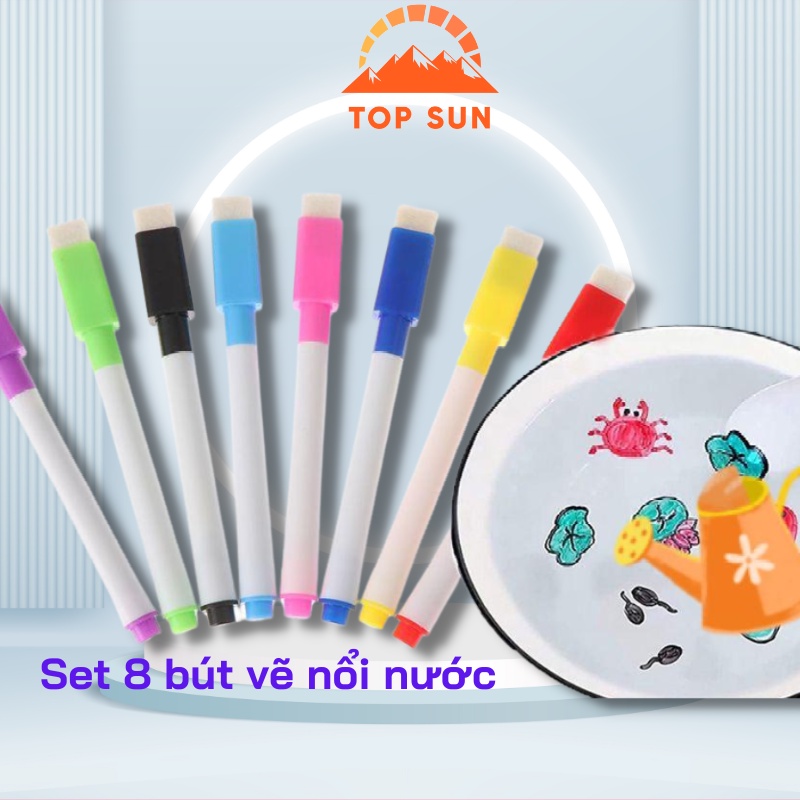 Set 8 bút vẽ nổi nước Montessori thần kỳ ảo thuật viết bảng trắng cho trẻ em
