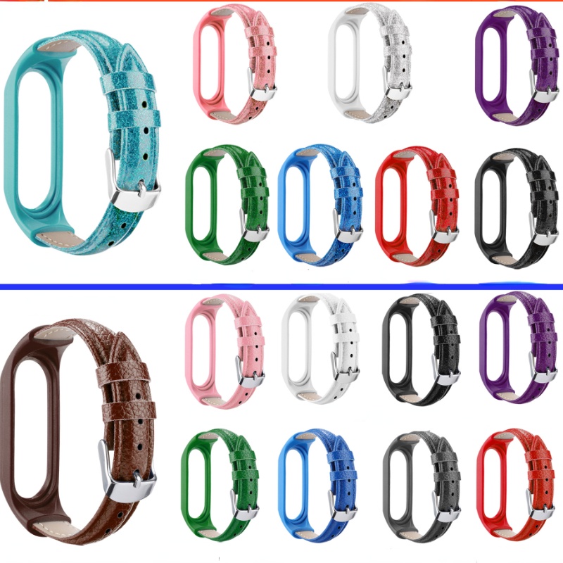 Dây Đeo Bằng Da PU Kèm Ốp TPU Cho Đồng Hồ Thông Minh Xiaomi Mi Band 6 5 4 3 Mi Band 7