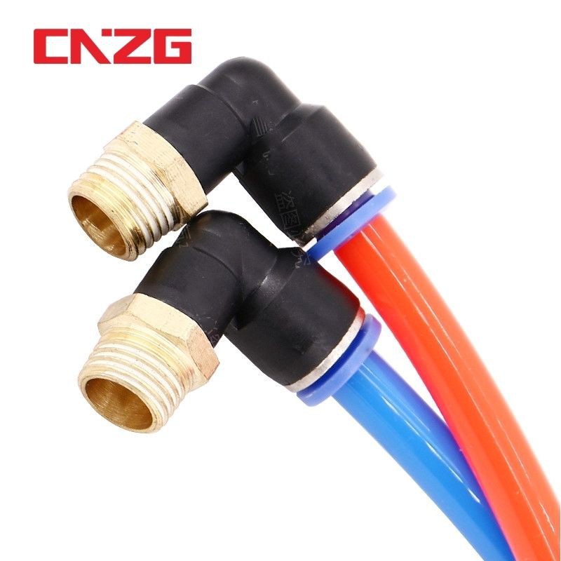 Cút góc ren ngoài đầu cắm ống hơi PU 6mm 8mm