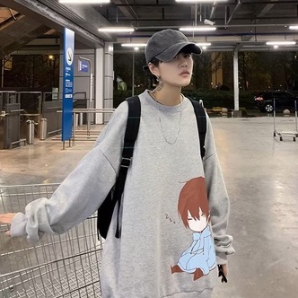 Áo Thun Tay Dài Cổ Tròn In Họa Tiết Hoạt Hình Phong Cách Mỹ Thời Trang Xuân Thu Cho Nam