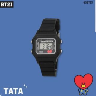 Đồng hồ điện tử nữ màu đen dây caosu BT21 hàng offical