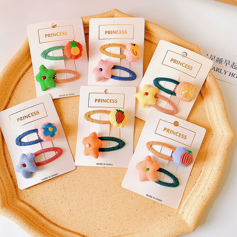 Kẹp tóc mái nhiều màu thêu hình trái cây phong cách Hàn Quốc hàng mới dành cho bé gái