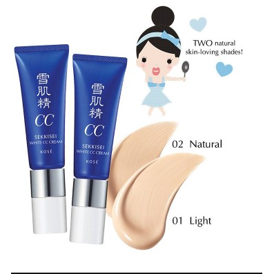 Kem Trang Điểm BB CC Kose Sekkisei White Cream SPF50+/PA++++ 30g(tông 01 và 02)