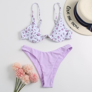 Bikini hoạ tiết in thiết kế xẻ quyến rũ cho nữ
