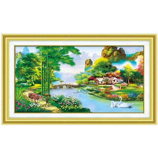 Tranh đính đá Nổi kim cương Cảnh Đẹp Làng Quê YN2015