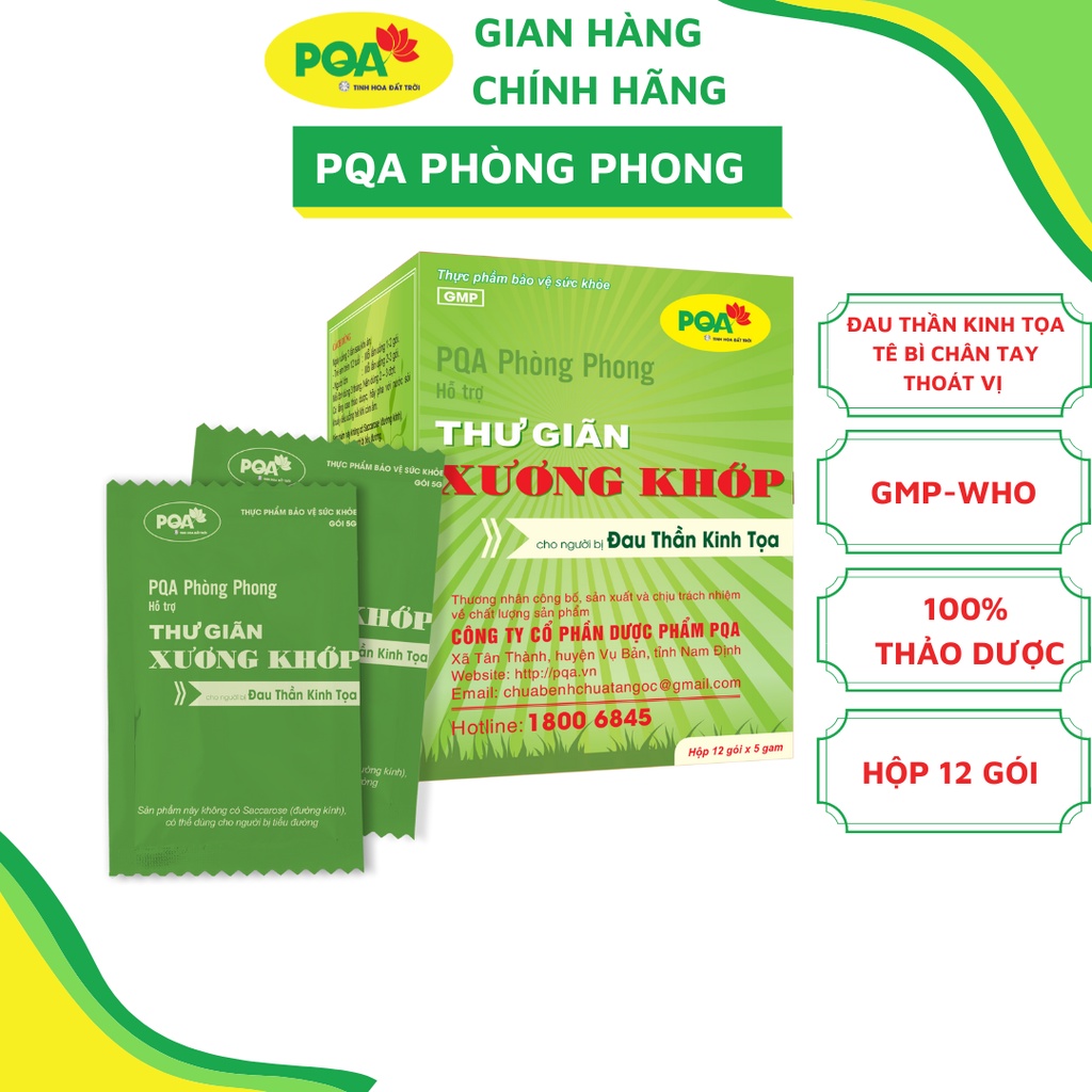 PQA Phòng Phong Thư Giãn Xương Khớp Trừ Phong Thấp Mạnh Gân Cốt Và Thần Kinh Tọa Hộp 12 Gói