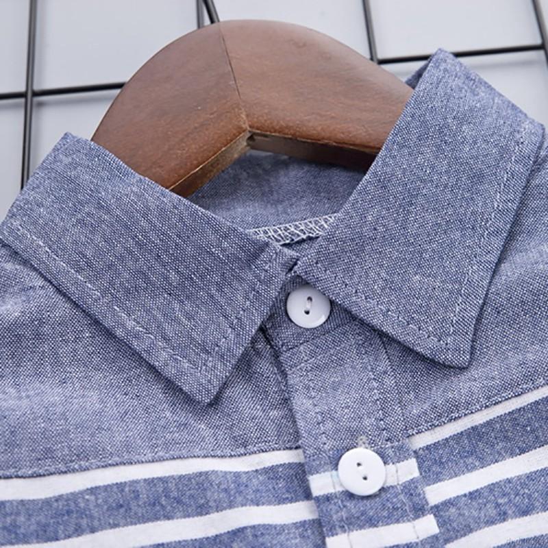 Bộ áo tay dài kẻ sọc + quần jean denim cho bé trai từ 0-5 tuổi