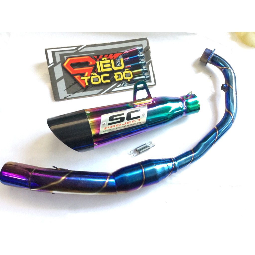 Bộ pô sc xéo 7 MÀU full cổ bầu hơi titan exciter, winer, sonic, raider fi, satria, gsx,...