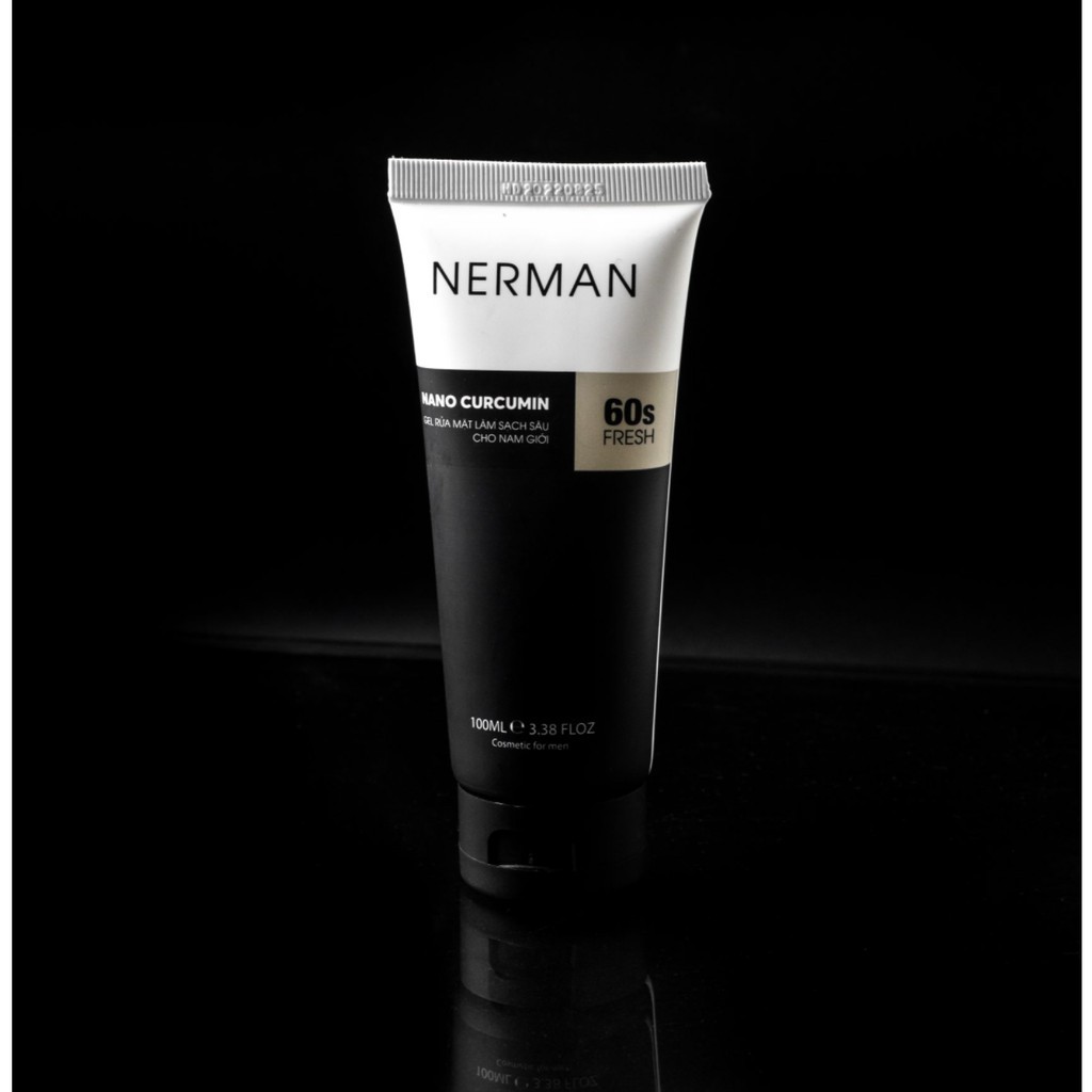 Gel rửa mặt ngừa mụn nam Nerman Nano Curcumin 60s Fresh
