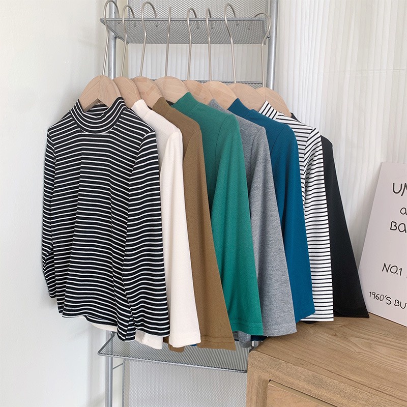 Áo cổ lọ đơn màu cổ 3 phân cho bé A841