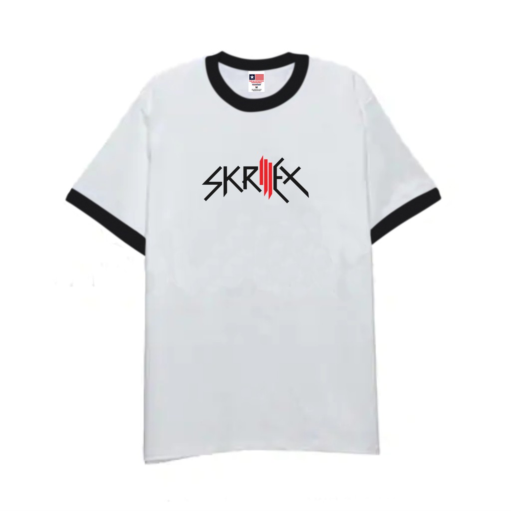 Áo Thun In Logo Raglan Ringer Skrillex Thời Trang Năng Động