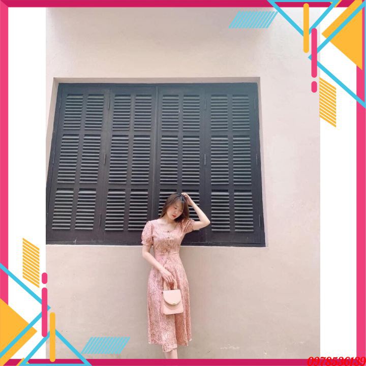 Váy đầm nữ hoa nhí nữ xinh  cá tính bánh bèo dài dự tiệc dáng xòe V03