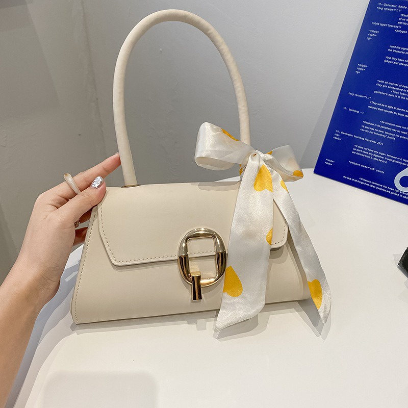 Túi xách kẹp nách nữ phối nơ cao cấp sang trọng, túi đeo vai khoá vuông đi làm đi chơi - 21JUN STORE