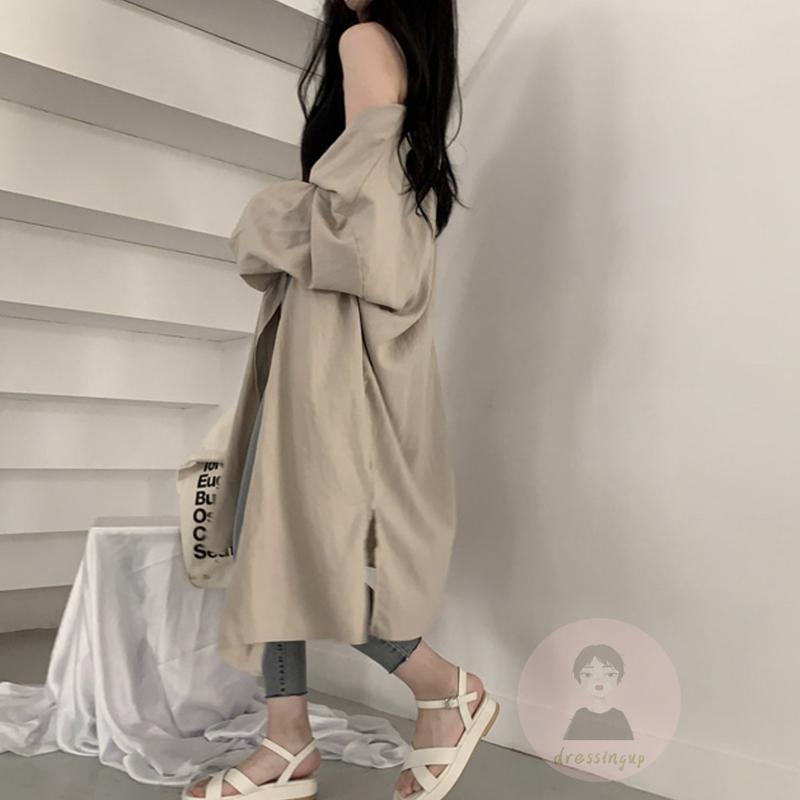 Áo Khoác Cardigan Tay Dài Dáng Rộng Màu Sắc Đơn Giản Dành Cho Nữ