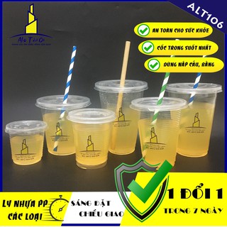 Cốc nhựa PP mỏng các loại (Lốc 50 cái đủ nắp) ALT106 – Ly nhựa 140ml, 220ml, 300ml, 400ml, 500ml.
