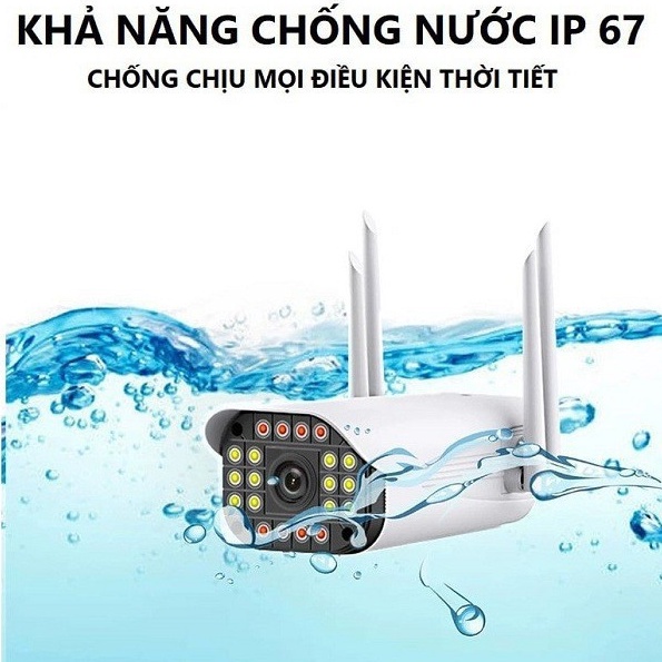 Camera yoosee ngoài trời 4 râu, 20 đèn,xoay ,đàm thoại 2 chiều - Camera yoosee 3.0 Mpx ban đêm có màu | BH 12 Tháng