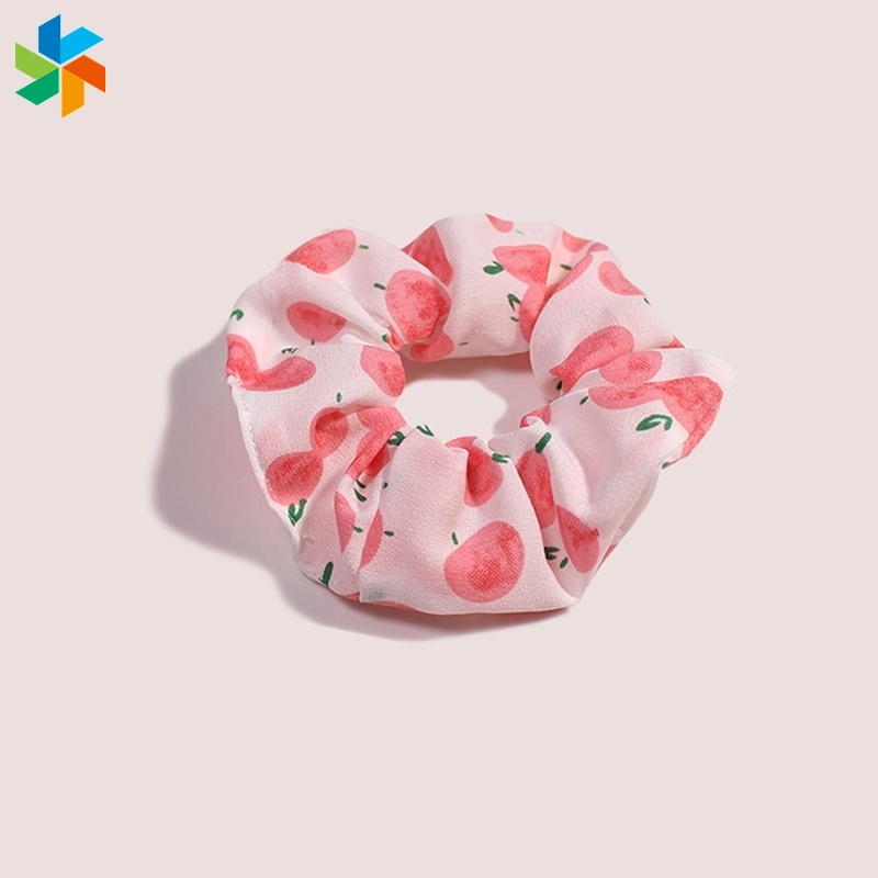 Dây Buộc Tóc Bản Lớn In Họa Tiết Trái Cây Vẽ Tay Màu Đen Cho Nữ Jp60Vn