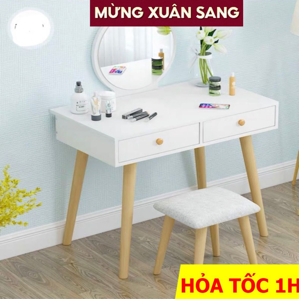 Bộ bàn ghế trang điểm có gương phong cách hiện đại, trẻ trung - AK02 ( lắp đặt sẵn )