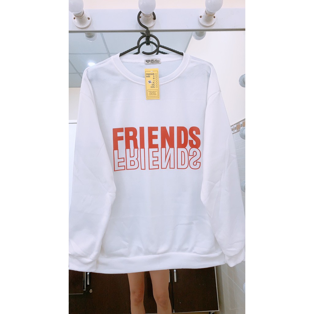 ÁO SWEATER NỈ UNISEX NAM IN FRIENDS HAI MÀU ĐEN TRẮNG,CHẤT VÀI DÀY,GIỮ ẤM TỐT