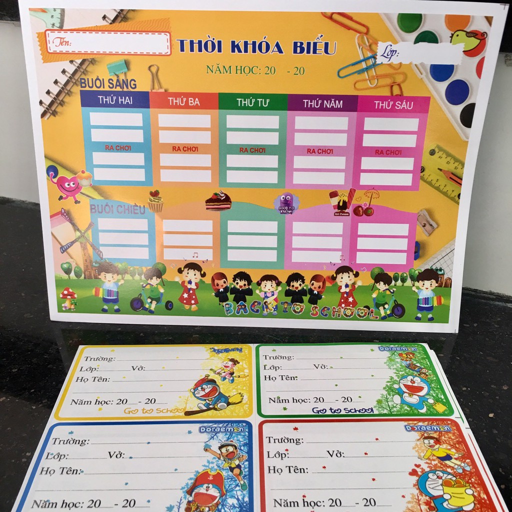 SET 30 NHÃN VỞ KÈM THỜI KHÓA BIỂU CAO CẤP