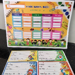 SET 30 NHÃN VỞ KÈM THỜI KHÓA BIỂU CAO CẤP