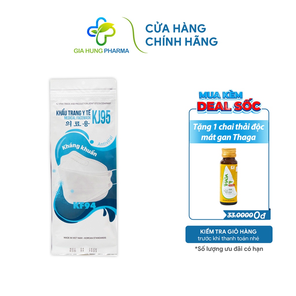 [Mua 1 tặng 1] Khẩu Trang Y Tế Hàn Quốc KJVINA KJ95 Chống Bụi Mịn 99% - 1 Túi (5 Chiếc)