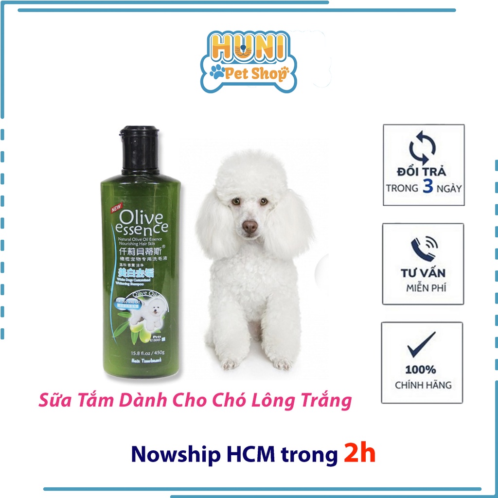 Sữa tắm chó Olive mùi thơm, hoàn toàn từ thiên nhiên lông trắng, lông nâu, poodle, dưỡng da - Huni petshop