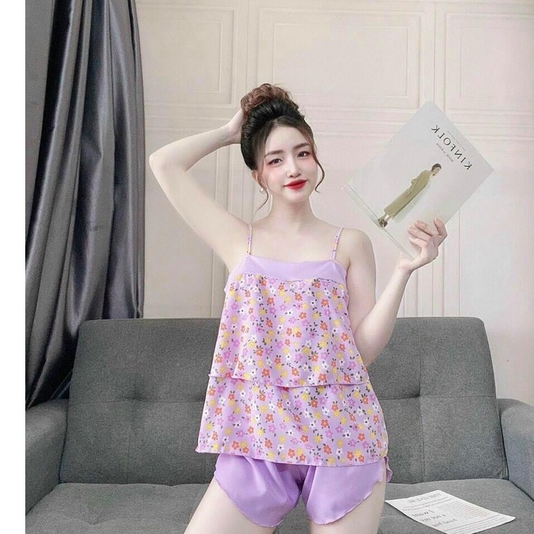 bộ đồ ngủ 2 dây sexy quyến rũ vải lụa hàn freesize dưới 57kg | BigBuy360 - bigbuy360.vn