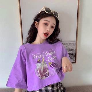 Áo croptop tay lỡ form rộng Fresh Grape Juice