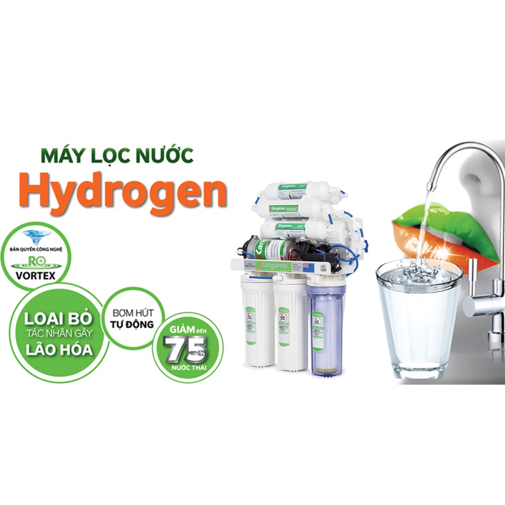 Máy lọc nước Hydrogen Kangaroo Superstyrene RO 10 lõi vỏ tủ VTU màu đen KG10G5