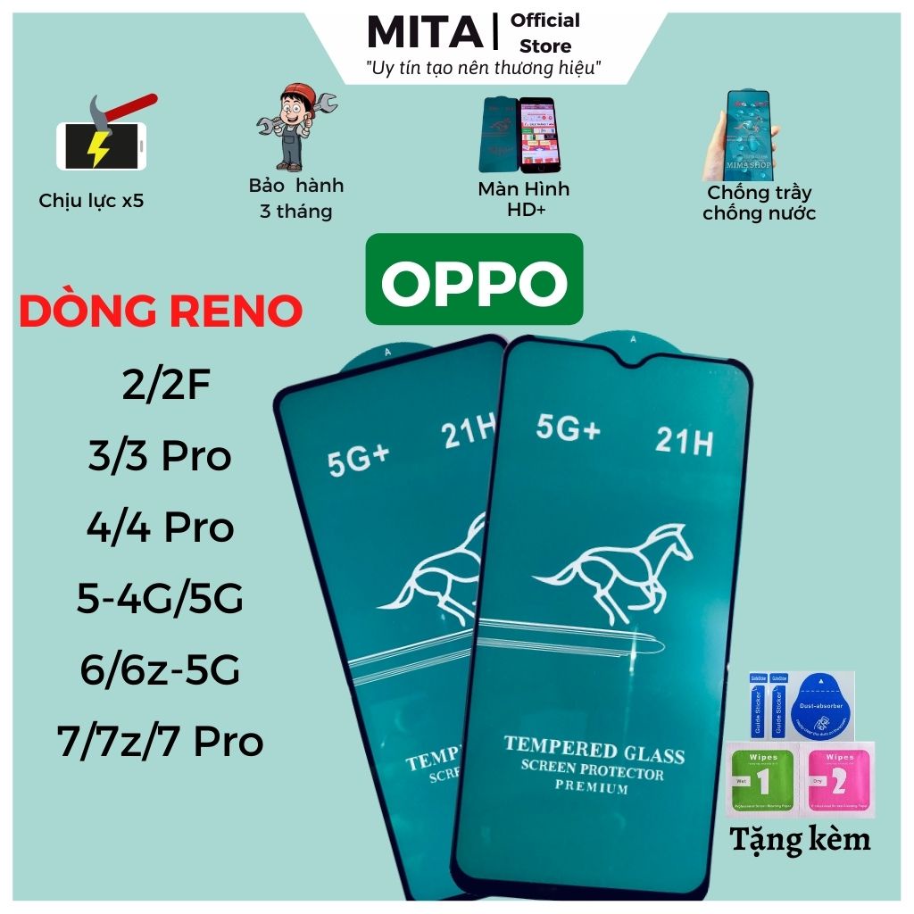 Kính cường lực Oppo Reno 4/ Reno 5/ Reno 6 5G/ Reno 6z Full màn cao cấp OG+ độ cứng 21H siêu mượt chống bám vân tay