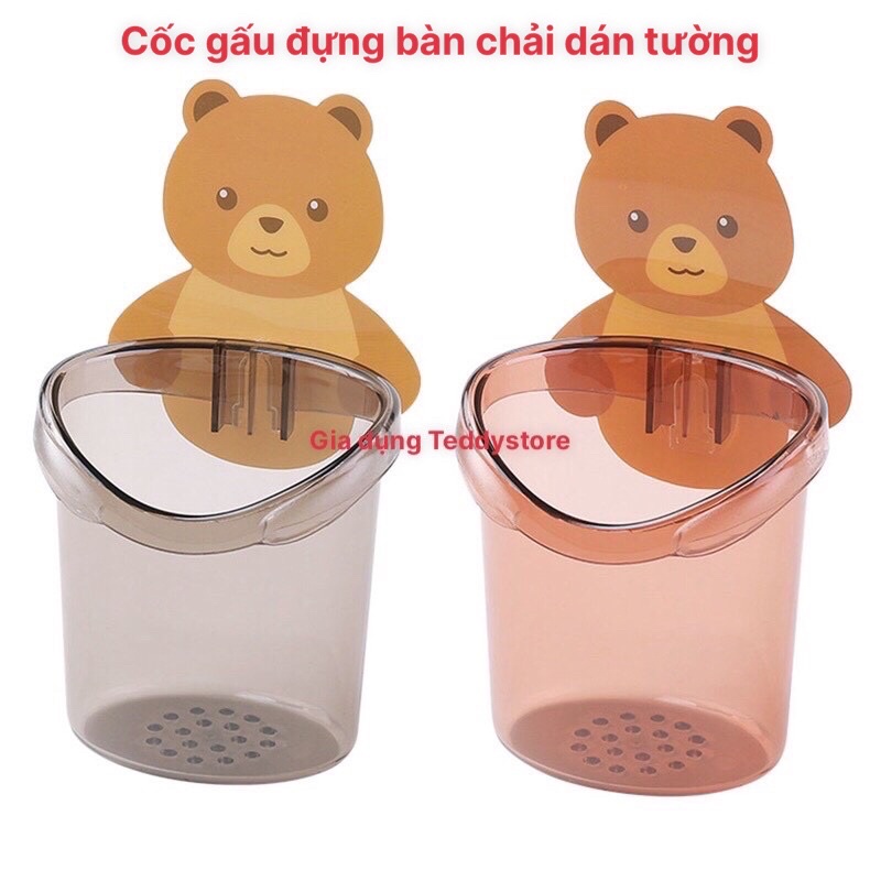 Kệ đựng bàn chải,kem đánh răng nhà tắm dán tường hình gấu