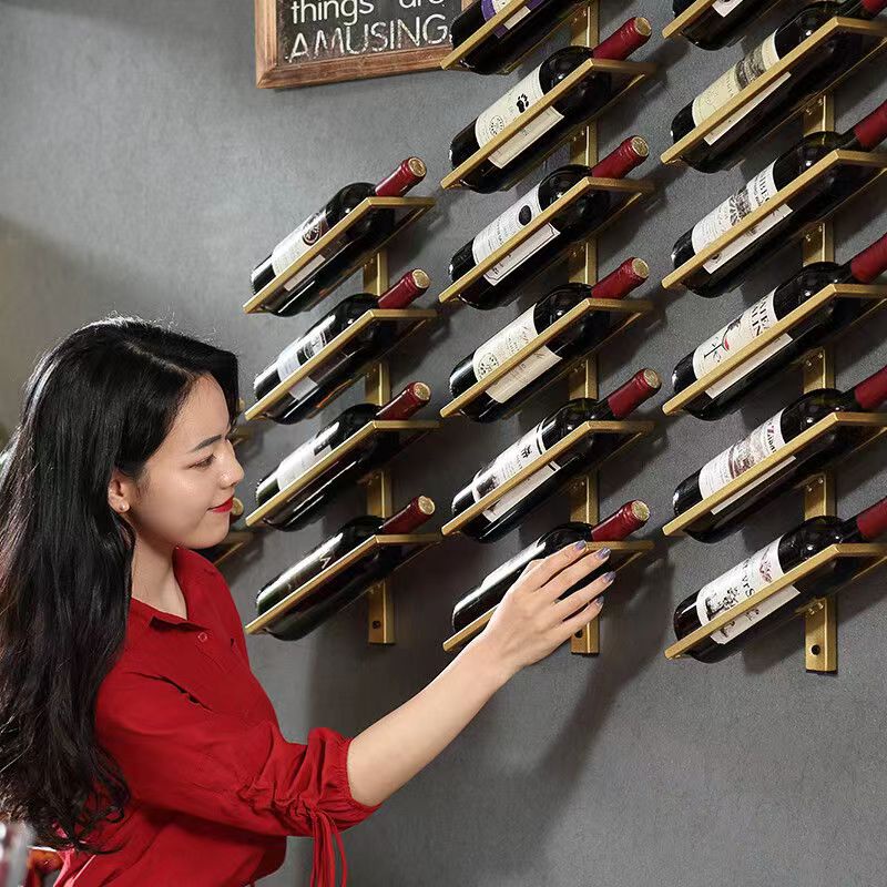 Giá Sắt Gắn Tường Trưng Bày Chai Rượu Đa Năng Thiết Kế Đơn Giản Sáng Tạo