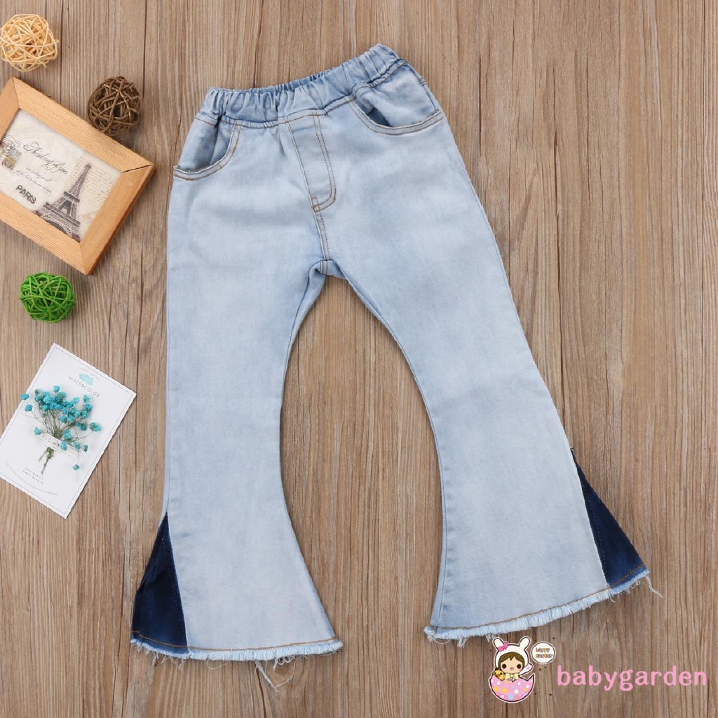 Quần Jeans Dài Ống Loe Cho Bé Gái Từ 2-7 Tuổi