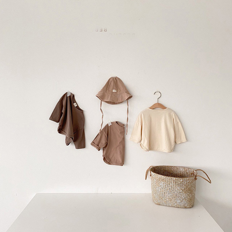 Áo Thun Tay Dài Dáng Rộng Thiết Kế Đơn Giản Hợp Thời Trang Dành Cho Bé Gái Và Bé Trai